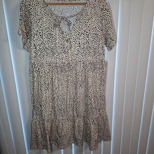 Kojooin Women's Tan and Cream Dress